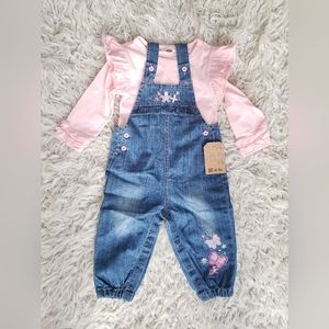 Girls 12-18months denim overalls small shop NWT